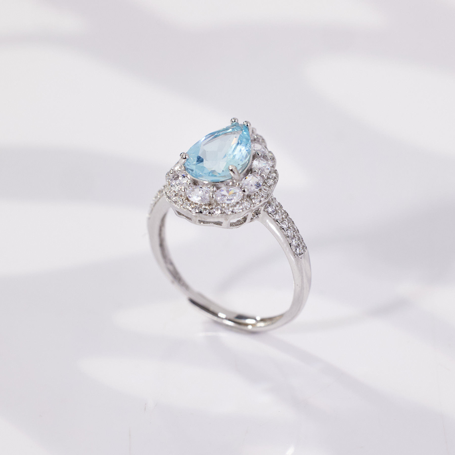 【歪歪】海蓝宝水滴戒指*S925镶嵌E6397