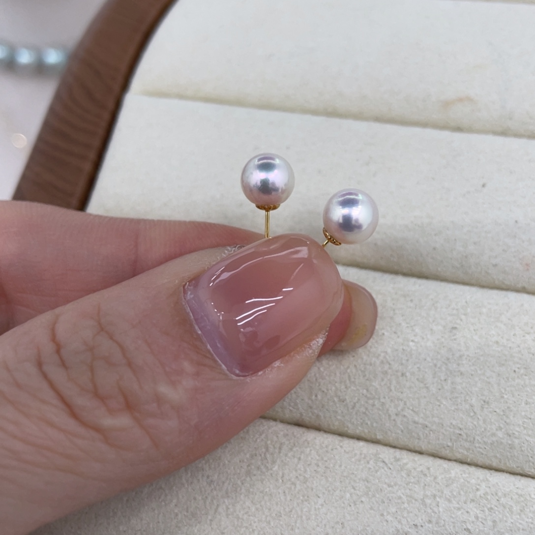 耳饰海水珍珠18K金镶嵌6/7毫米