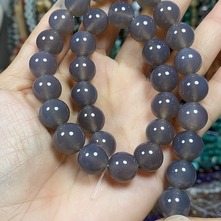 玛瑙/玉髓未镶嵌珠宝半成品A级灰玛瑙卡12mm