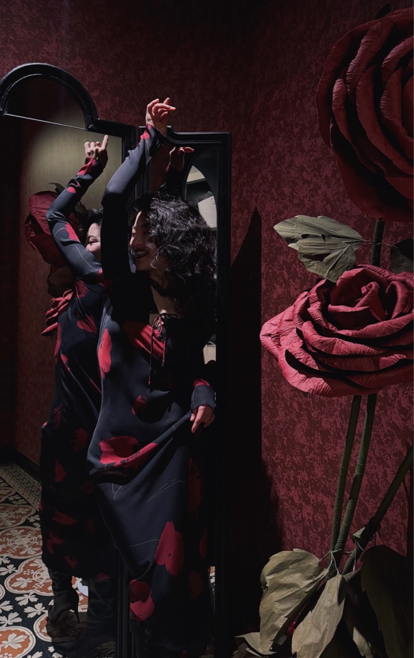 MIRROR【涛姐精选】莫奈花园洋气女神桑蚕丝连衣裙