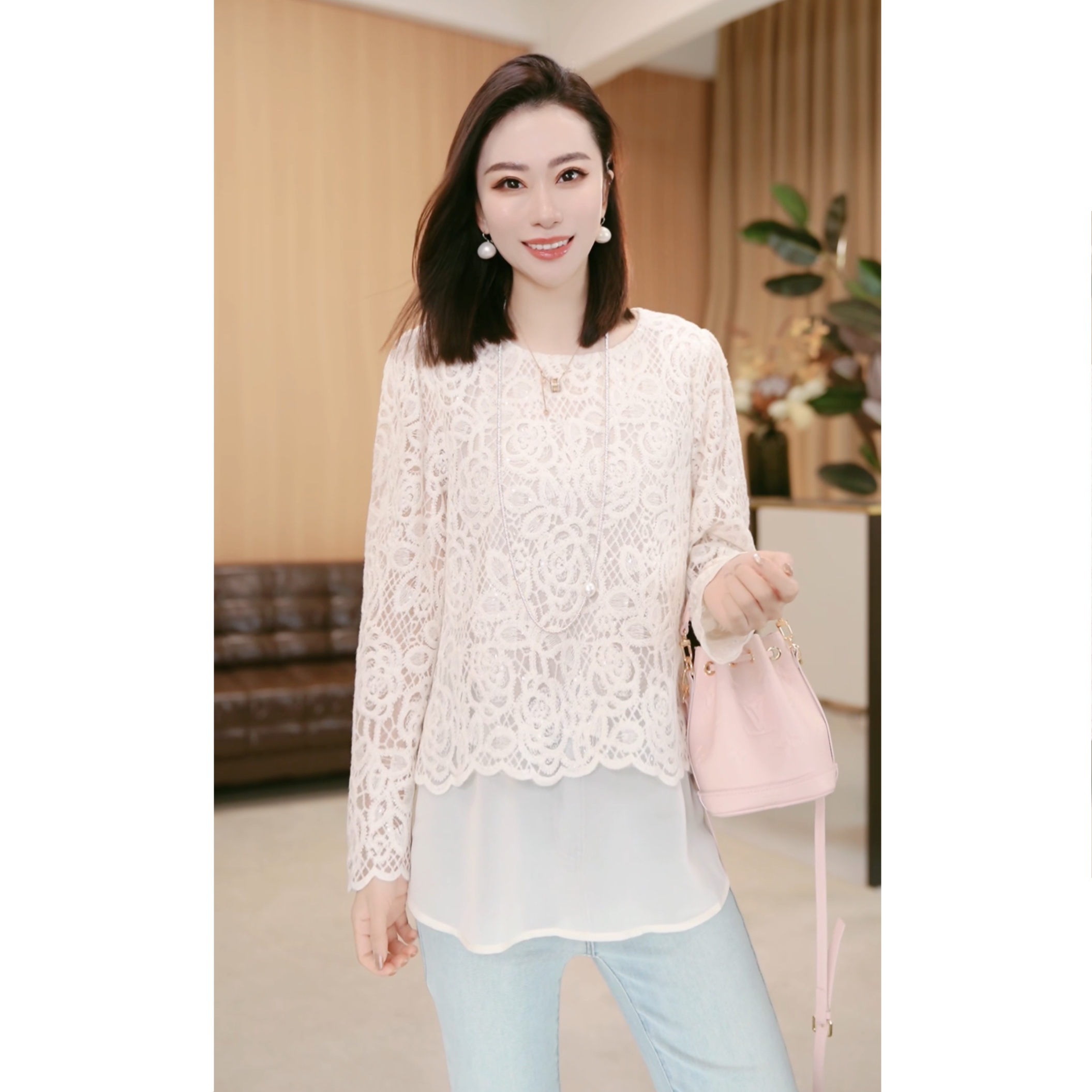 林果&季得 【梦在彼岸】时尚减龄气质百搭女士长袖款T恤