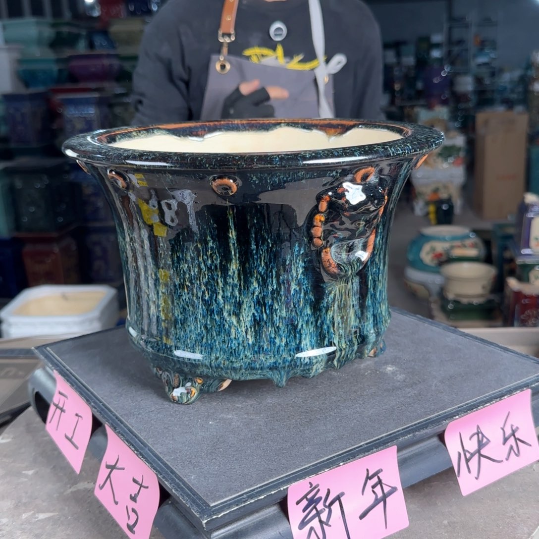 一风堂石湾花盆。缝隙