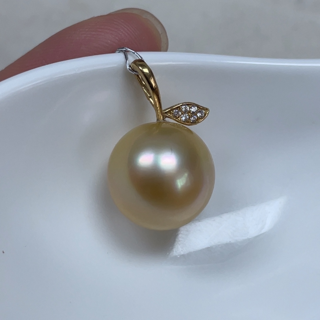 海水珍珠18K金镶嵌吊坠(不含链)13