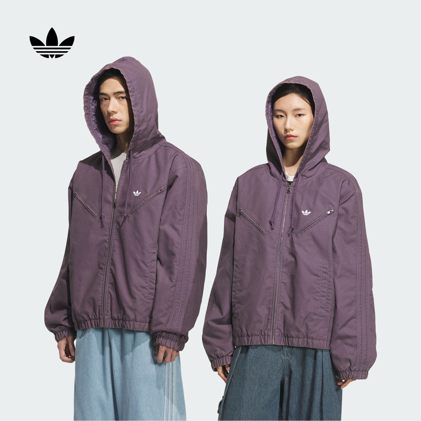 阿迪达斯三叶草 舒适宽松运动保暖连帽棉服男女秋冬adidas KC2642