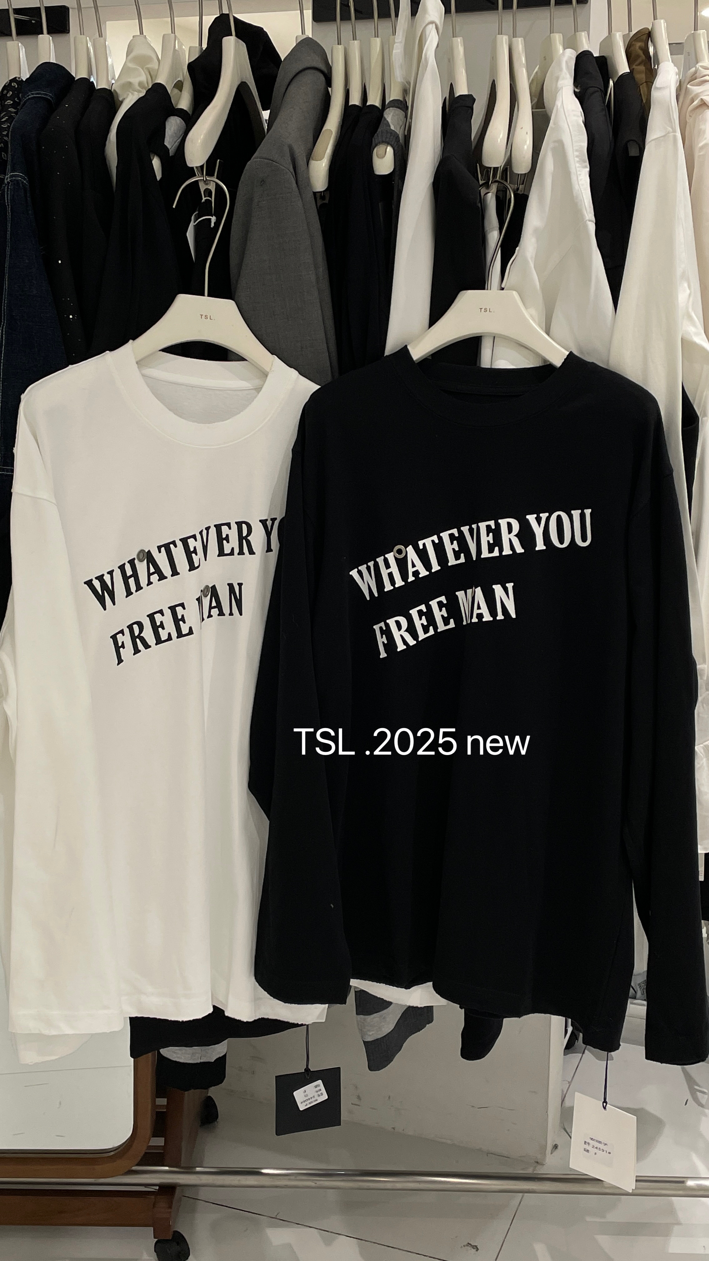 印花杜杜自留款 字母内搭休闲白色秋季常规款长袖宽松圆领常规T恤