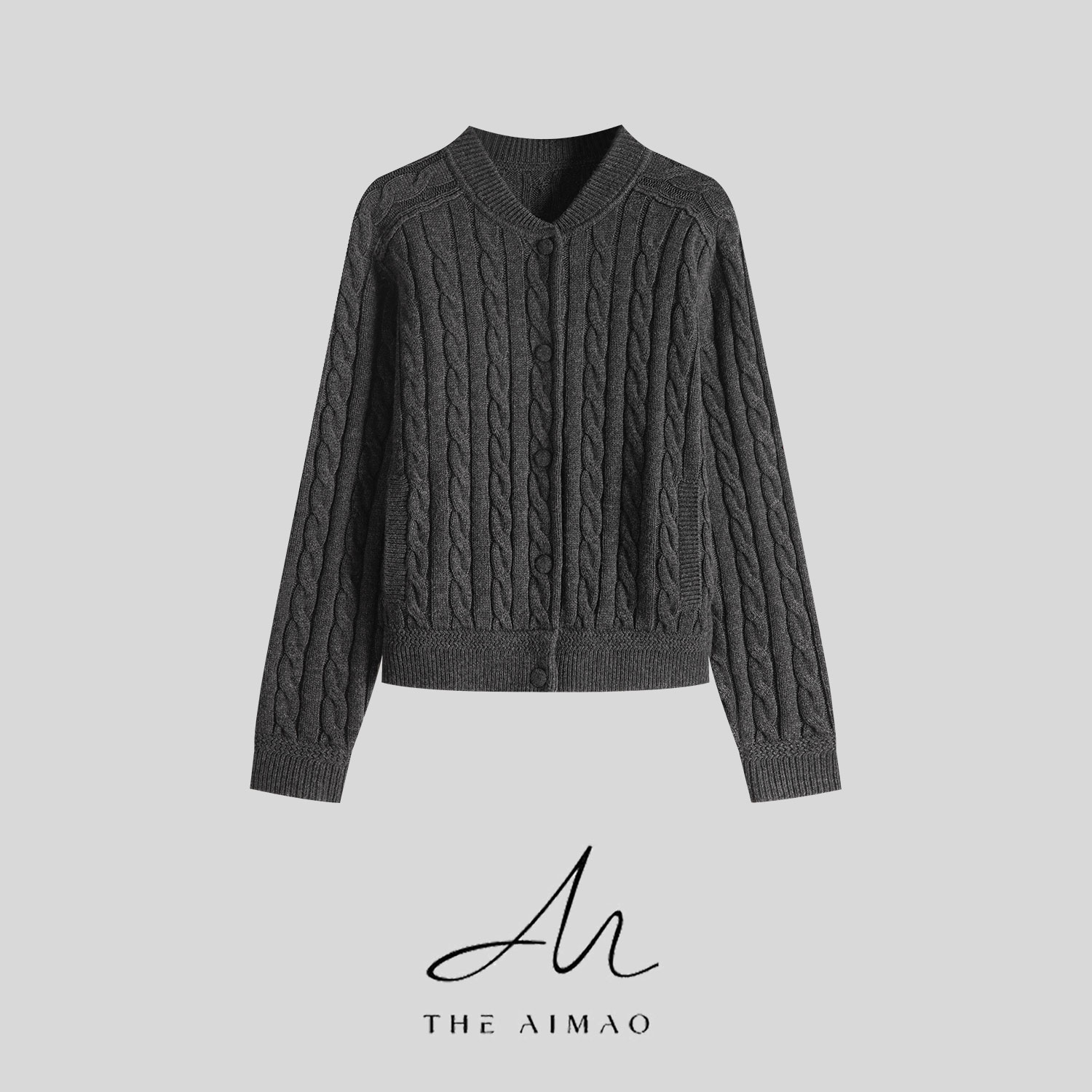 【THE AIMAO】“老钱哲学”绵羊毛混纺软糯加厚绞花纹理毛衣XYX82976