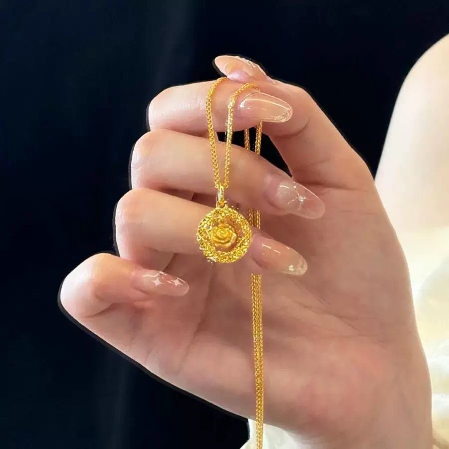 铜合金项链 玫瑰花捕梦网玫瑰花项链小众轻奢百搭高级感锁骨链