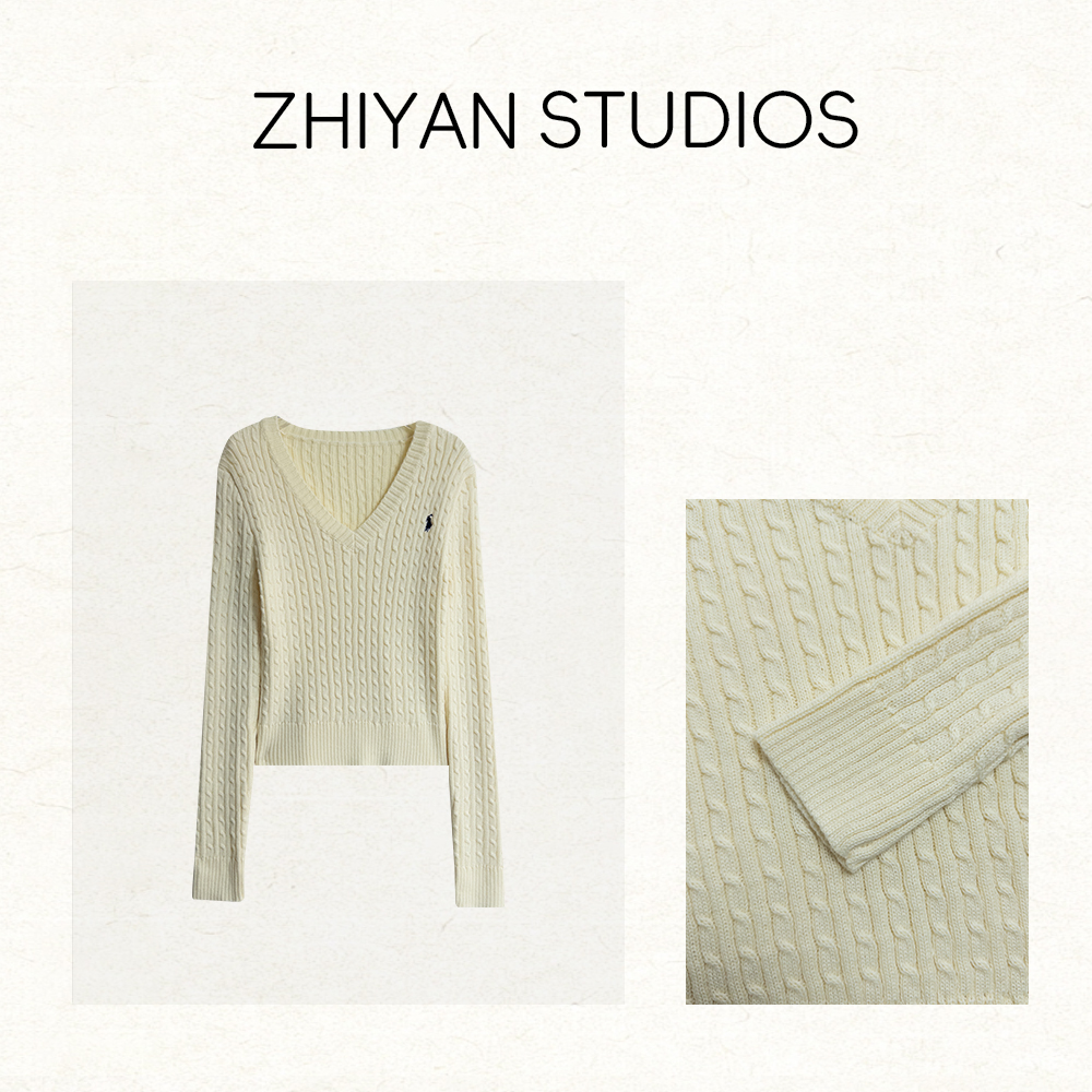【冬日星球】法式复古麻花V领小马毛衣8219-1