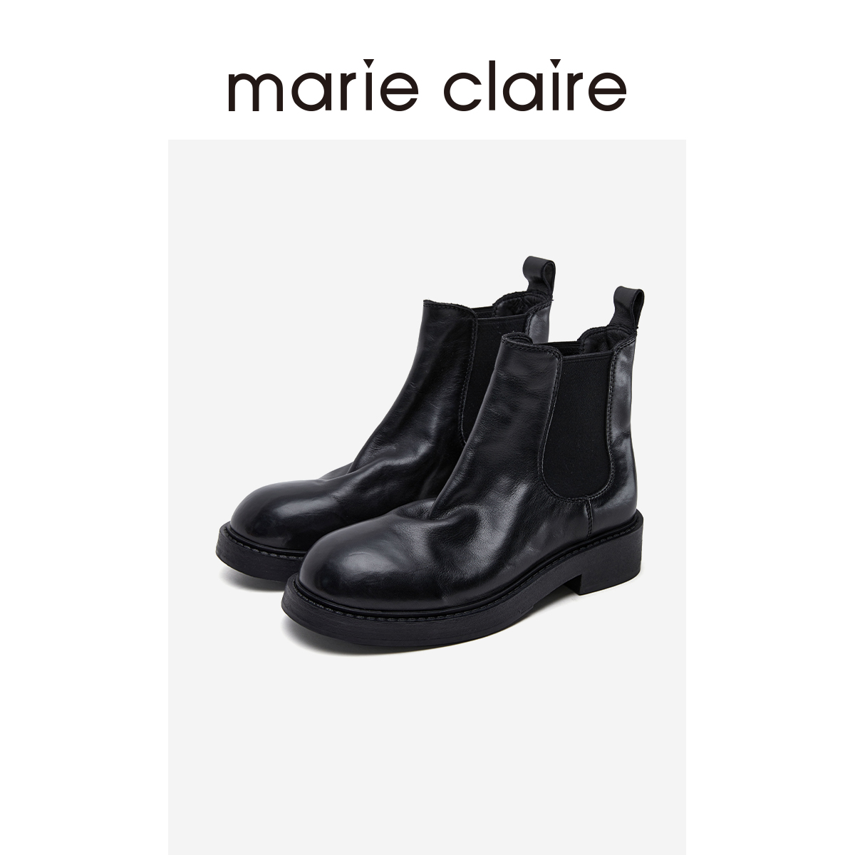 MC女鞋水洗牛皮短靴24冬新款高质擦色做旧感marieclaire女鞋