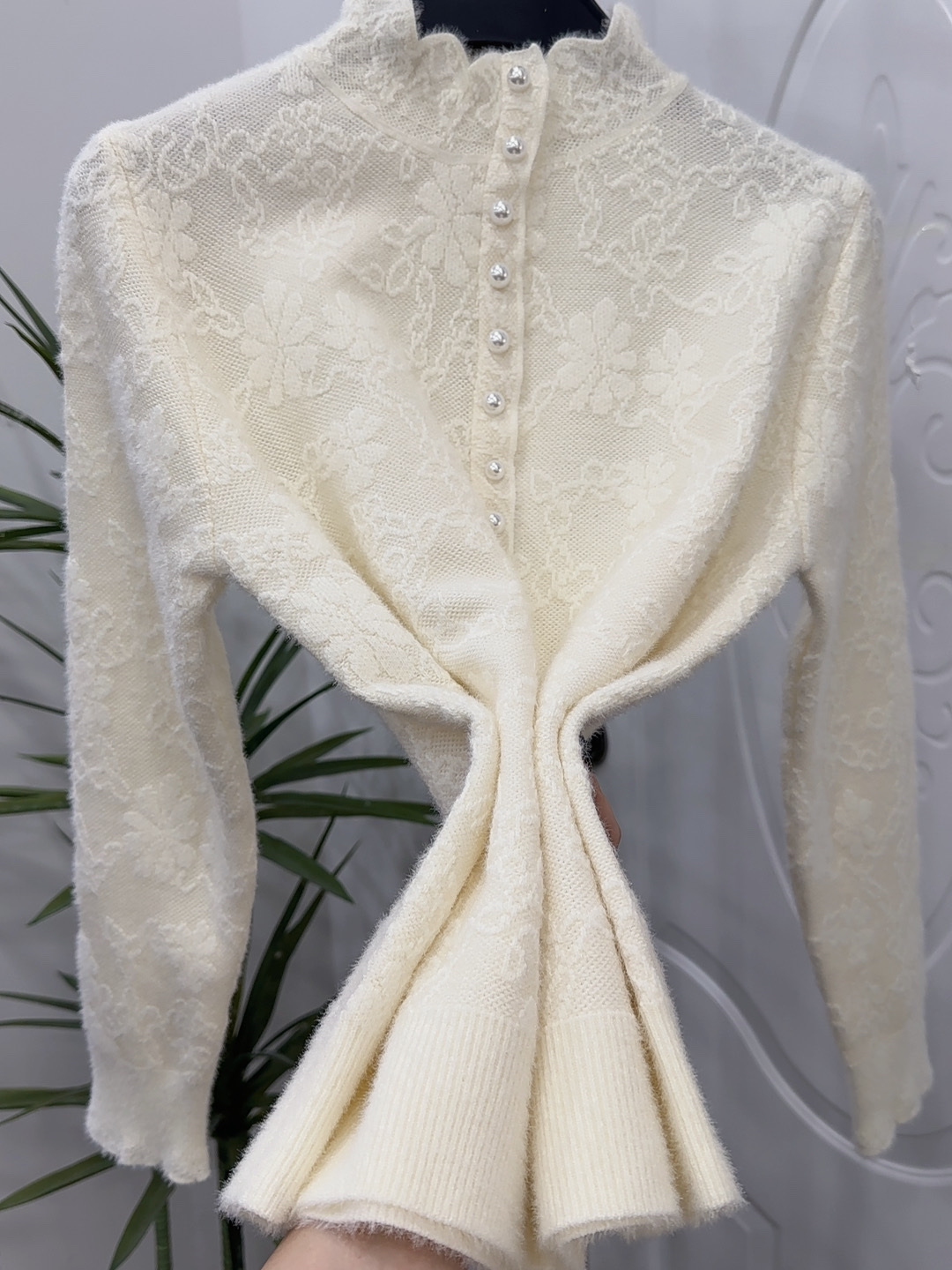 【不起球】貂绒秋冬半高领蕾丝打底保暖时尚气质百搭针织毛衣33