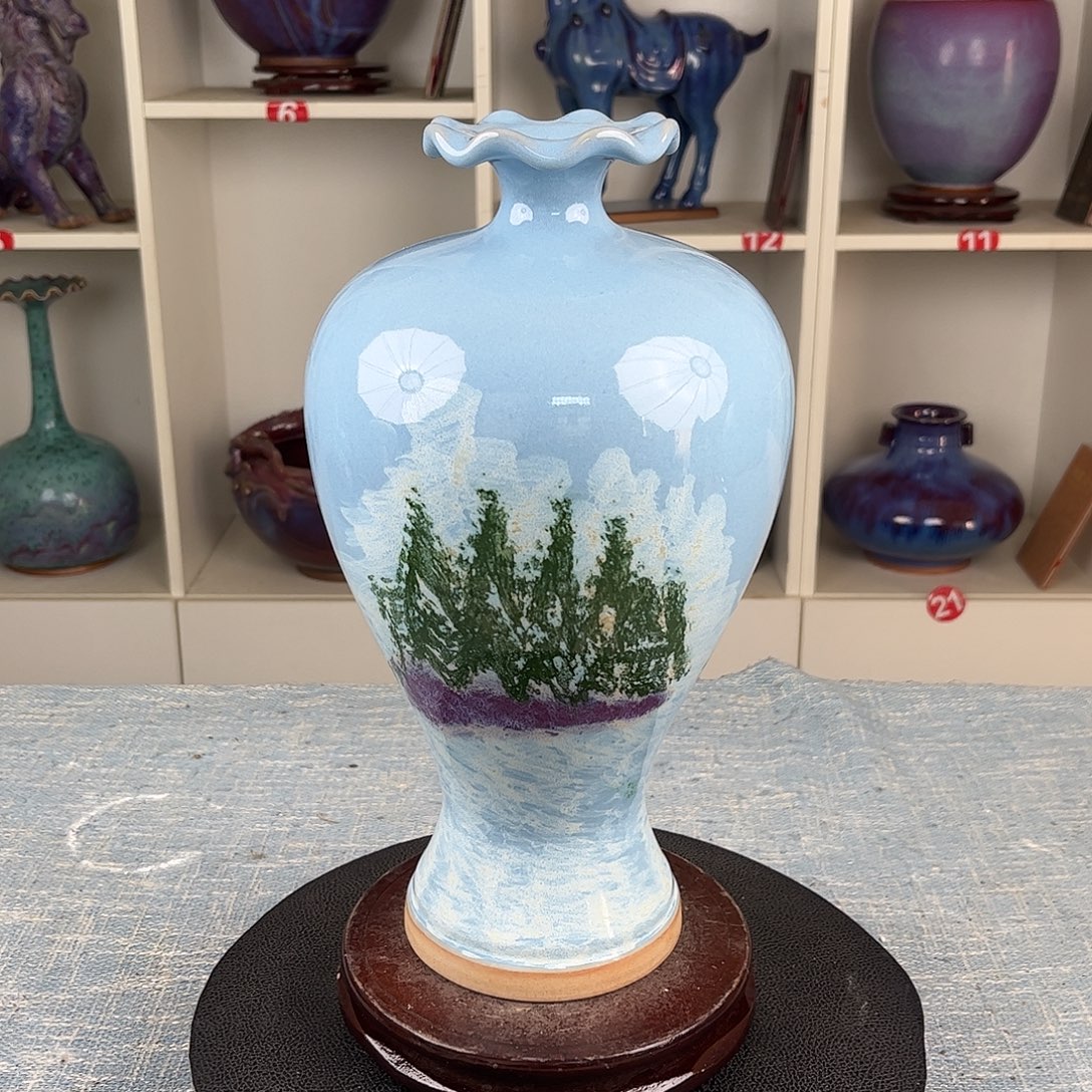 瓷片荷韵瓶珍品收藏无礼盒