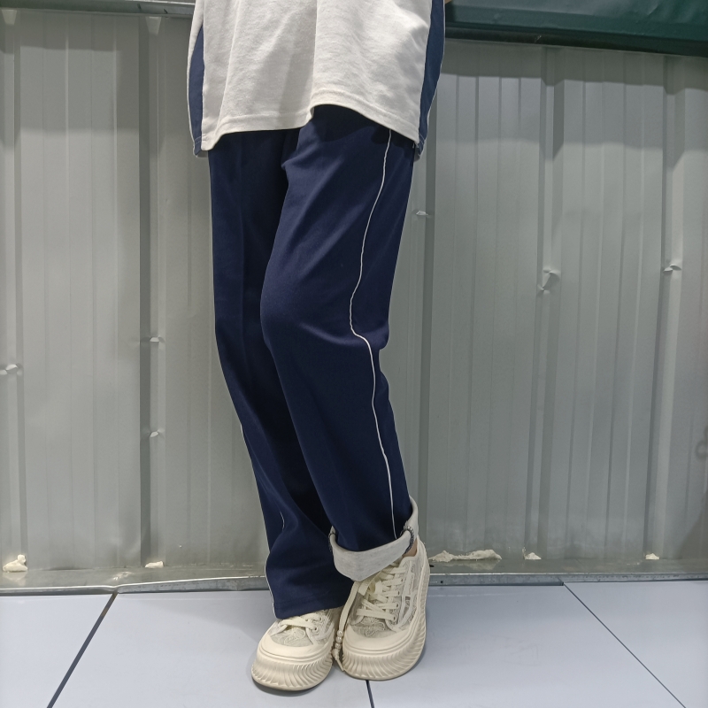 精品棉料中小学生一道细白杠校裤运动裤男女初中生藏蓝细白条校裤