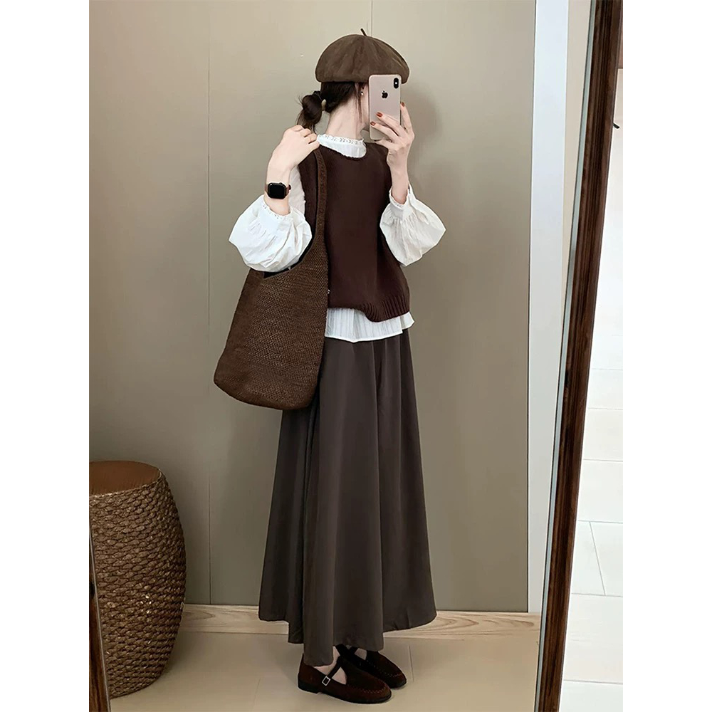 2025早秋美拉德穿搭一整套轻奢高级感大方得体马甲衬衫半身裙套装