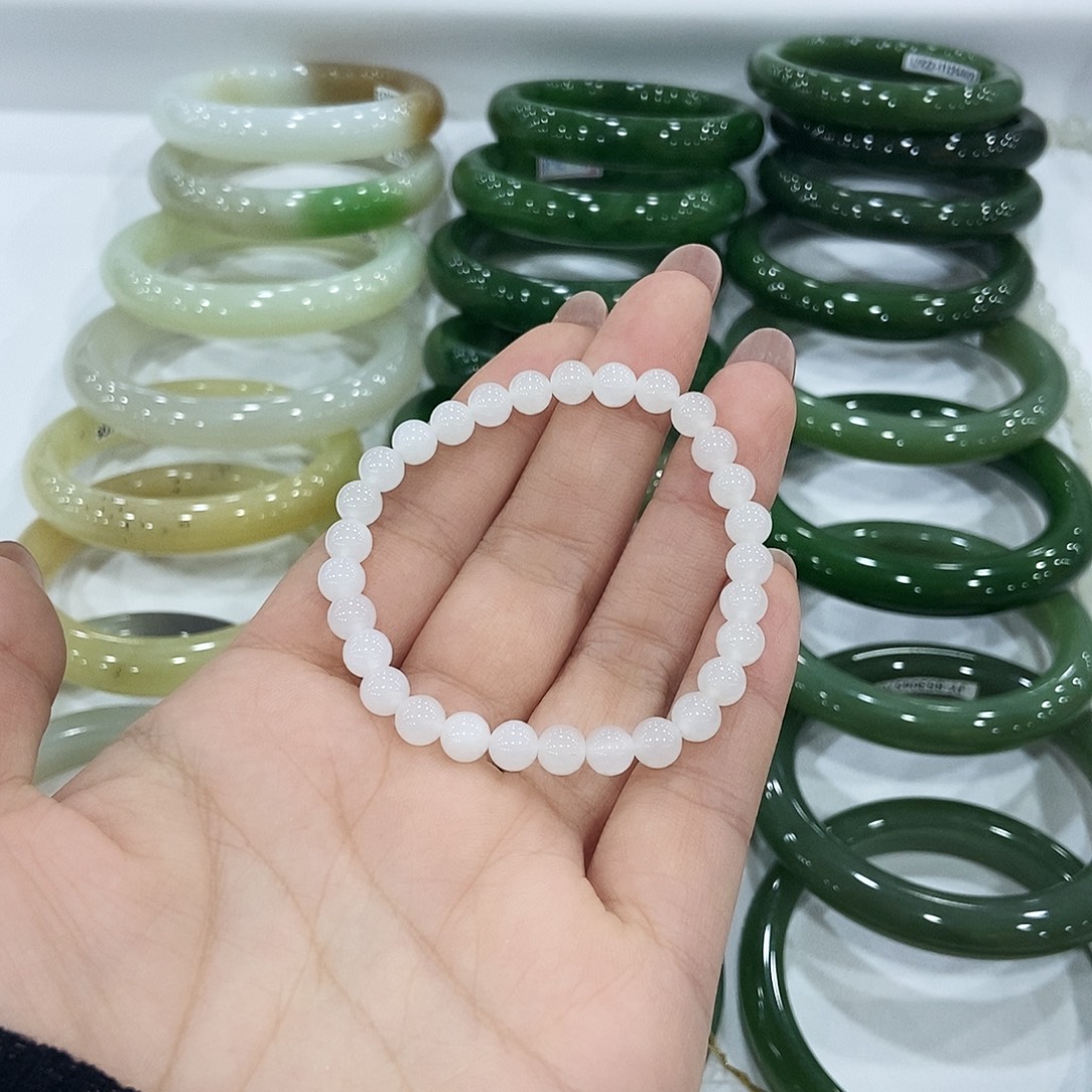 和田玉（白玉）未镶嵌手链和田玉白玉手串6