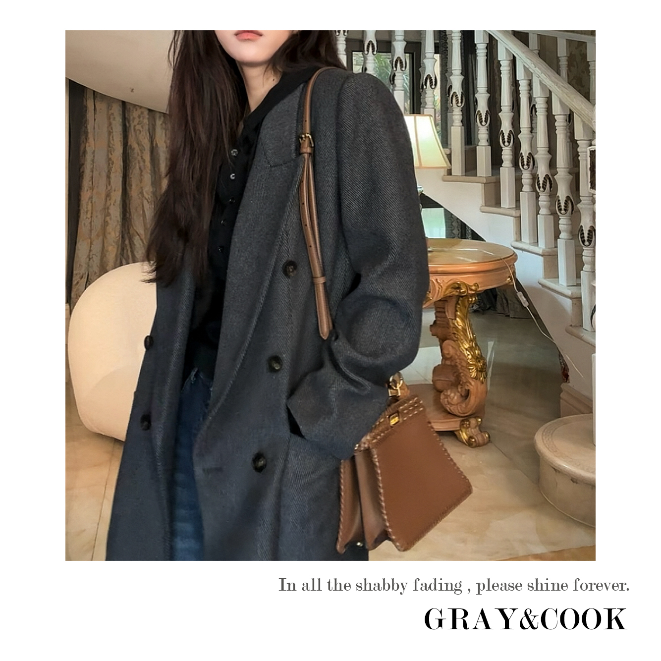 GRAY&COOK【25】超细羊毛戗驳领斜纹西装外套百搭上衣西服GC588099