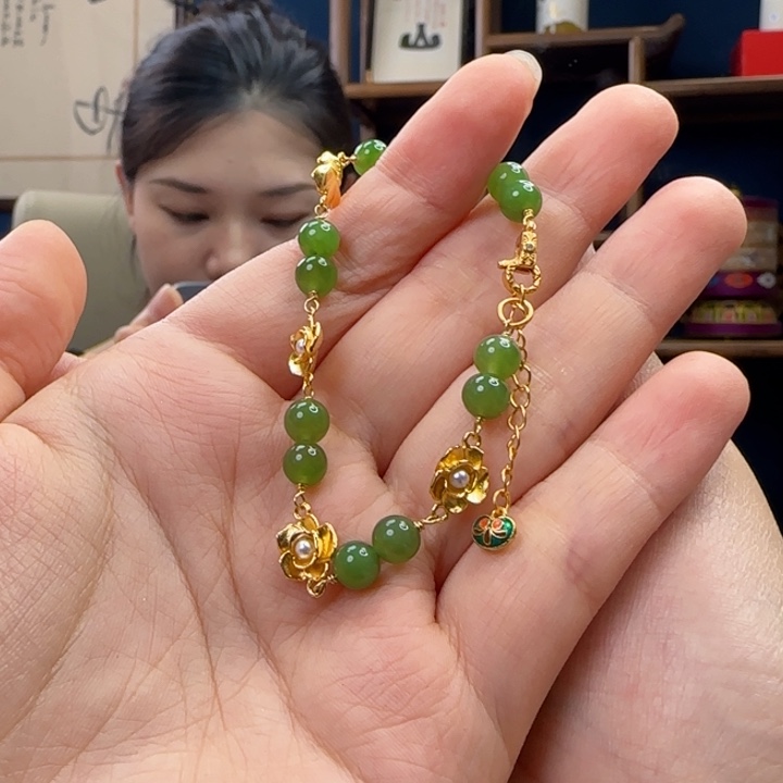 手链未镶嵌和田玉（碧玉）