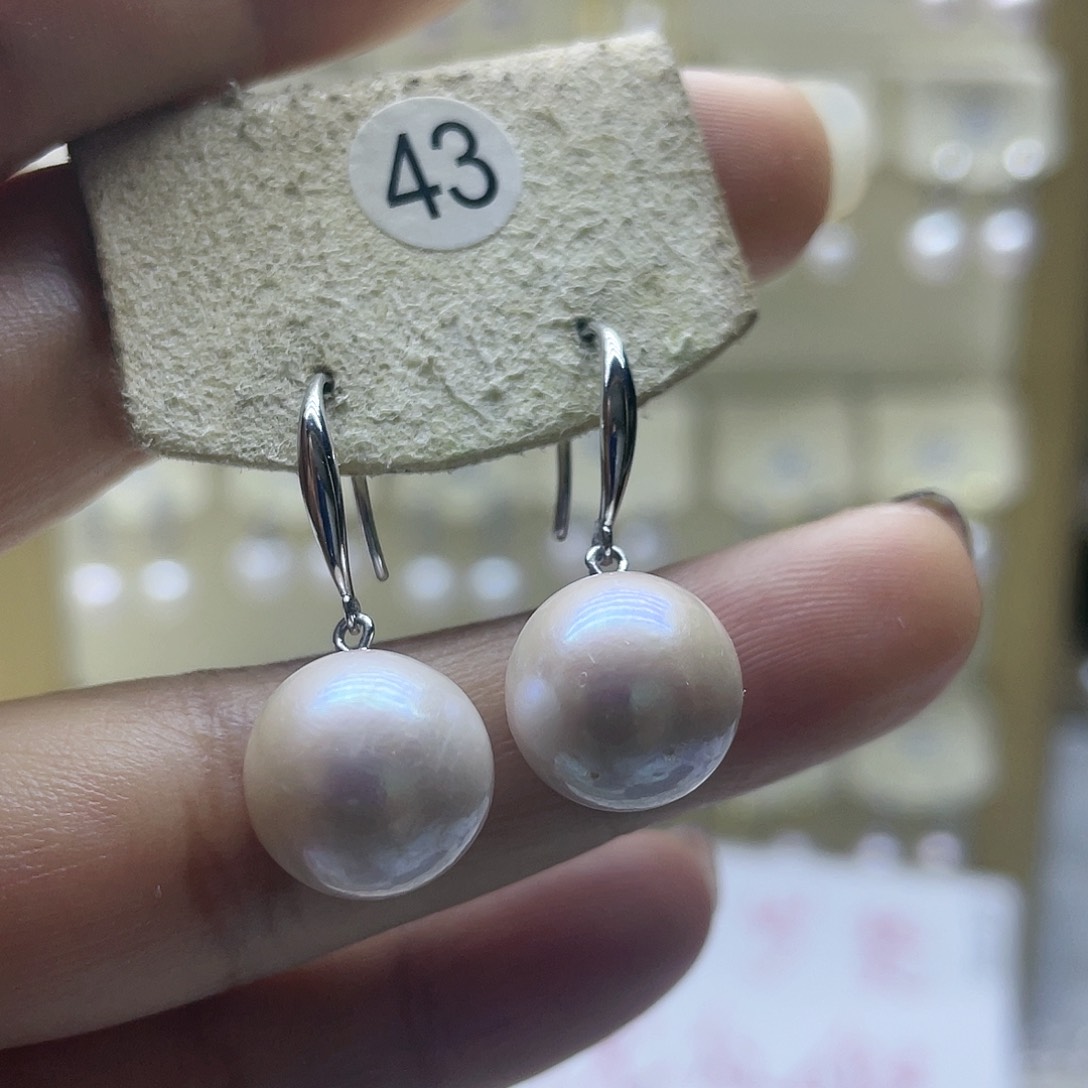 淡水珍珠耳饰银S925镶嵌