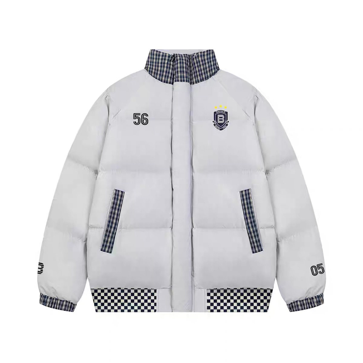 MF28格子拼接撞色设计重磅棉服外套