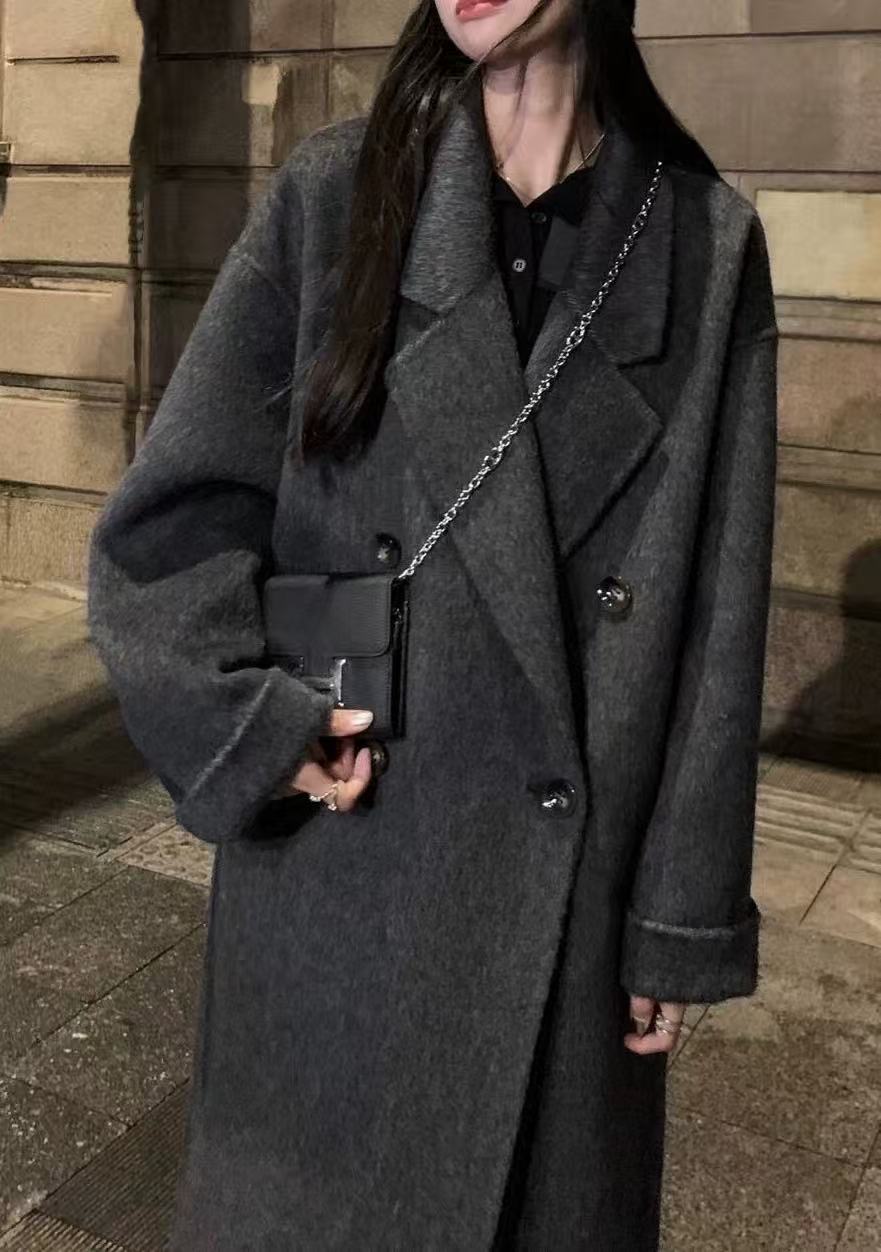 长款慵懒风冬季大衣秋冬双面毛呢外套过膝长款百搭韩版