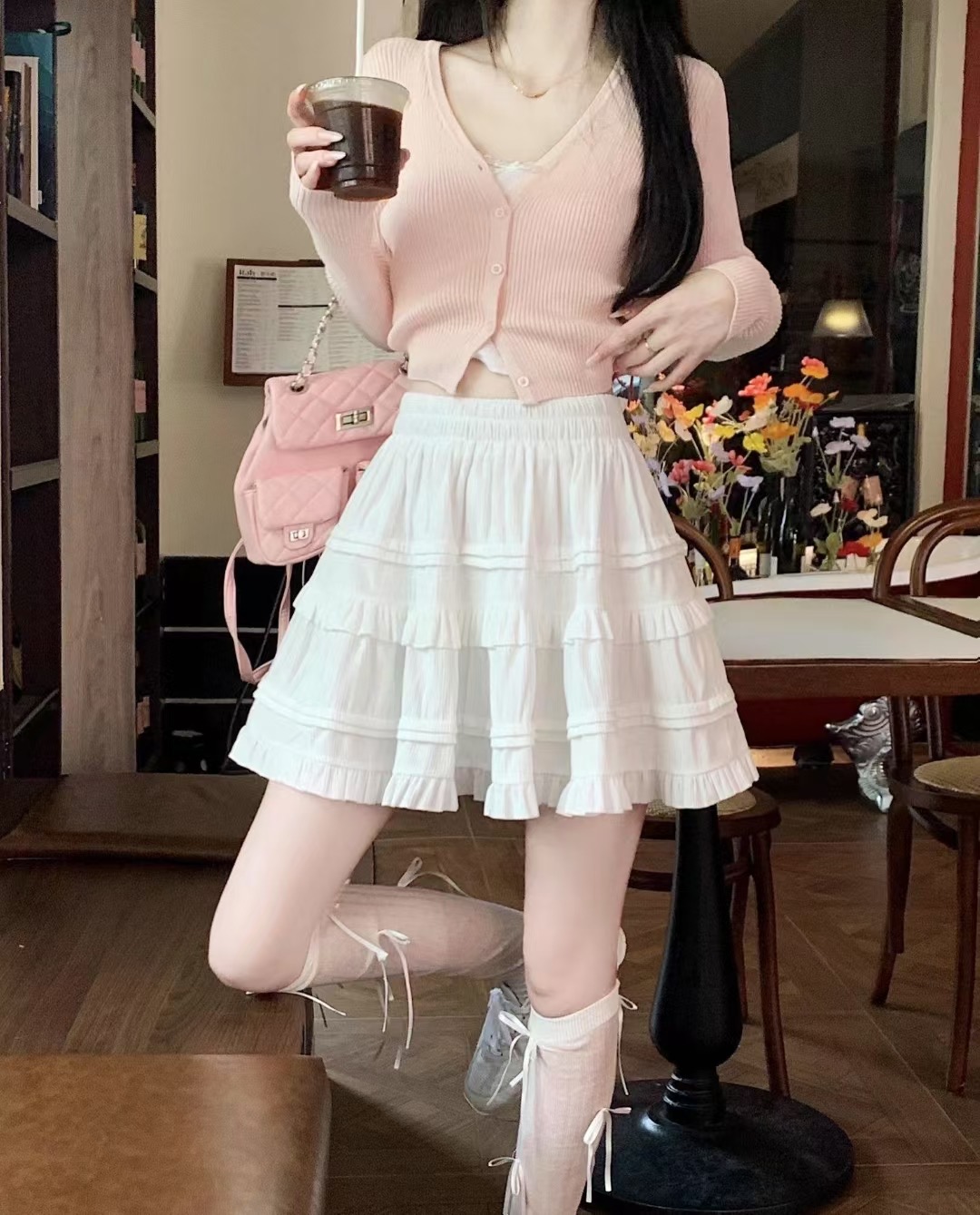 [01-100]法式仙女荷叶边蛋糕半身裙女秋冬款丝绒蓬蓬裙防走光短裙