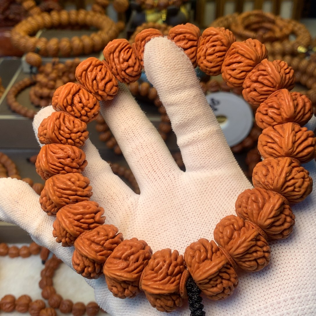 纹***儿桃核手串秦岭龙纹