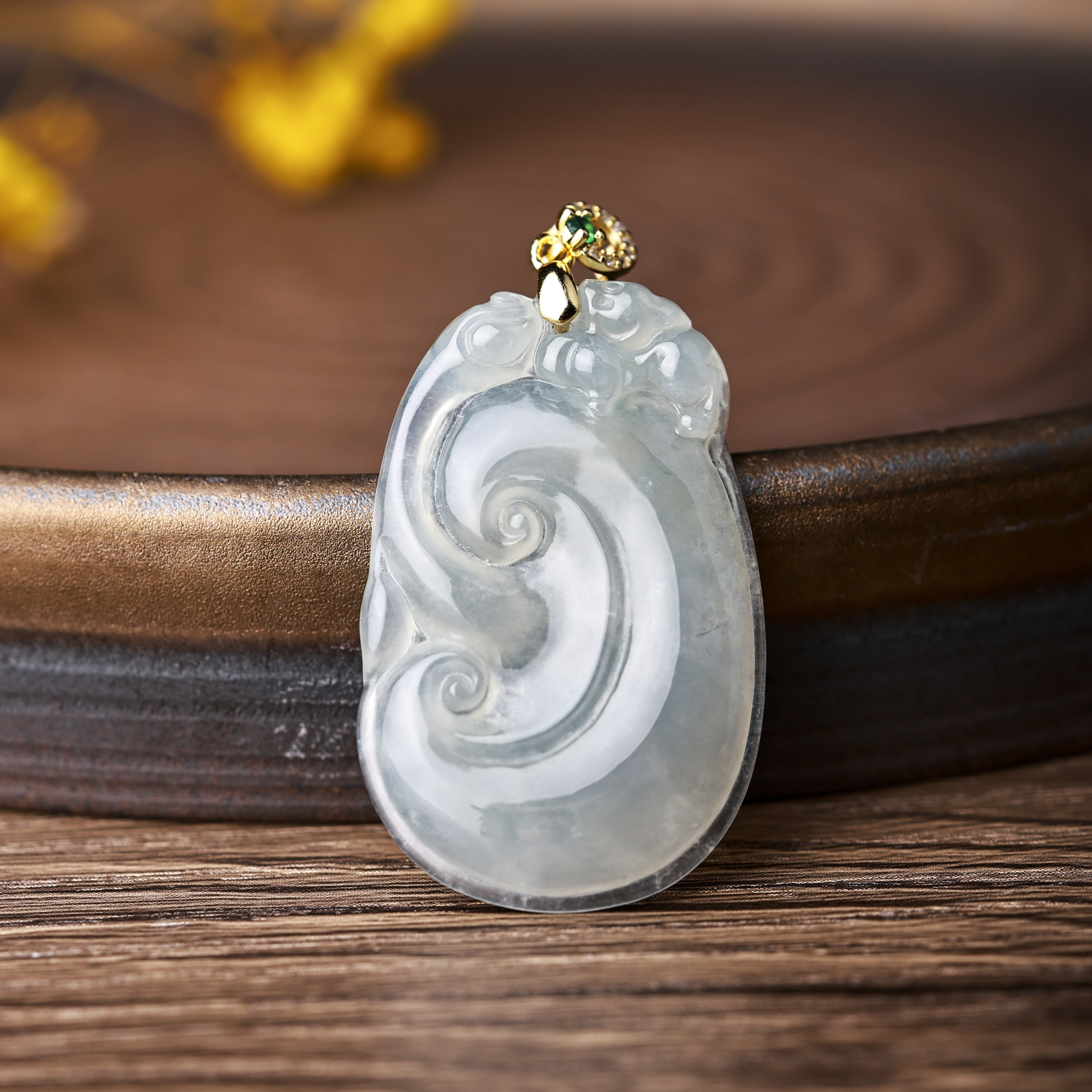 天然缅甸A货翡翠如意吊坠 AHC-RU25