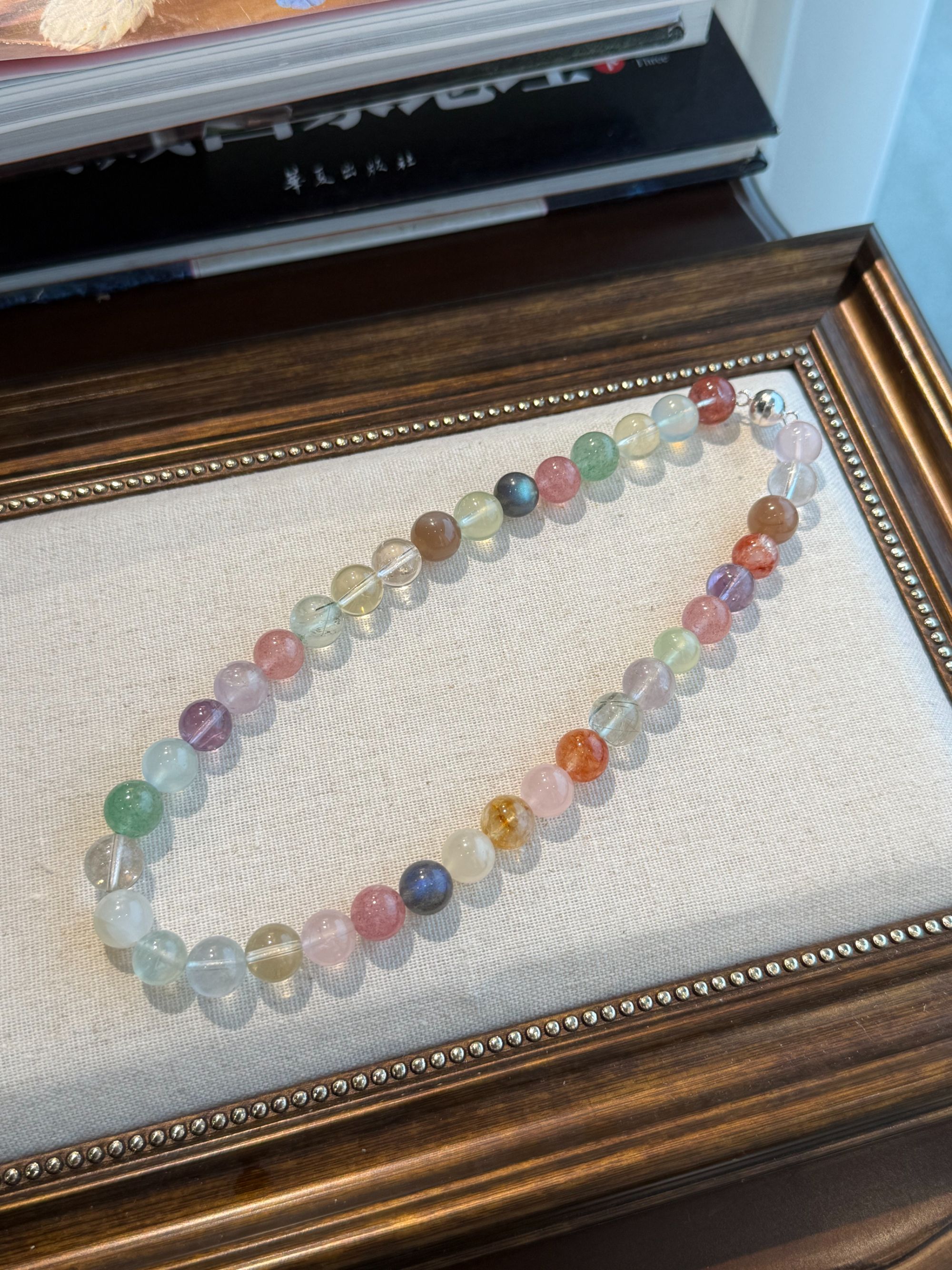 天然多宝彩色水晶串珠夏日流行颈链百搭小众
