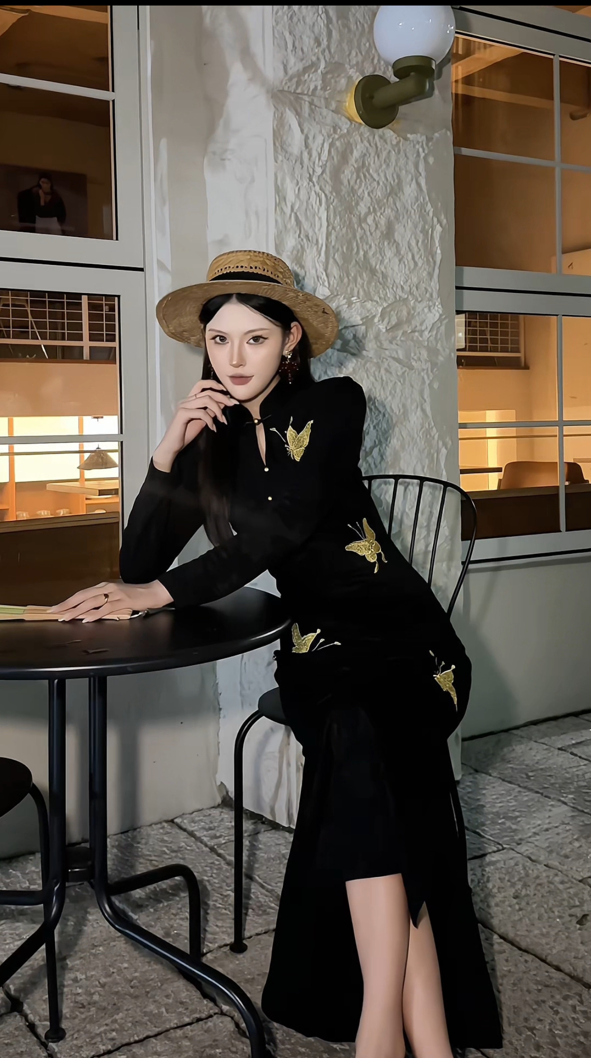 【黑金】刺绣立领日常新中式旗袍复古黑色秋季修身