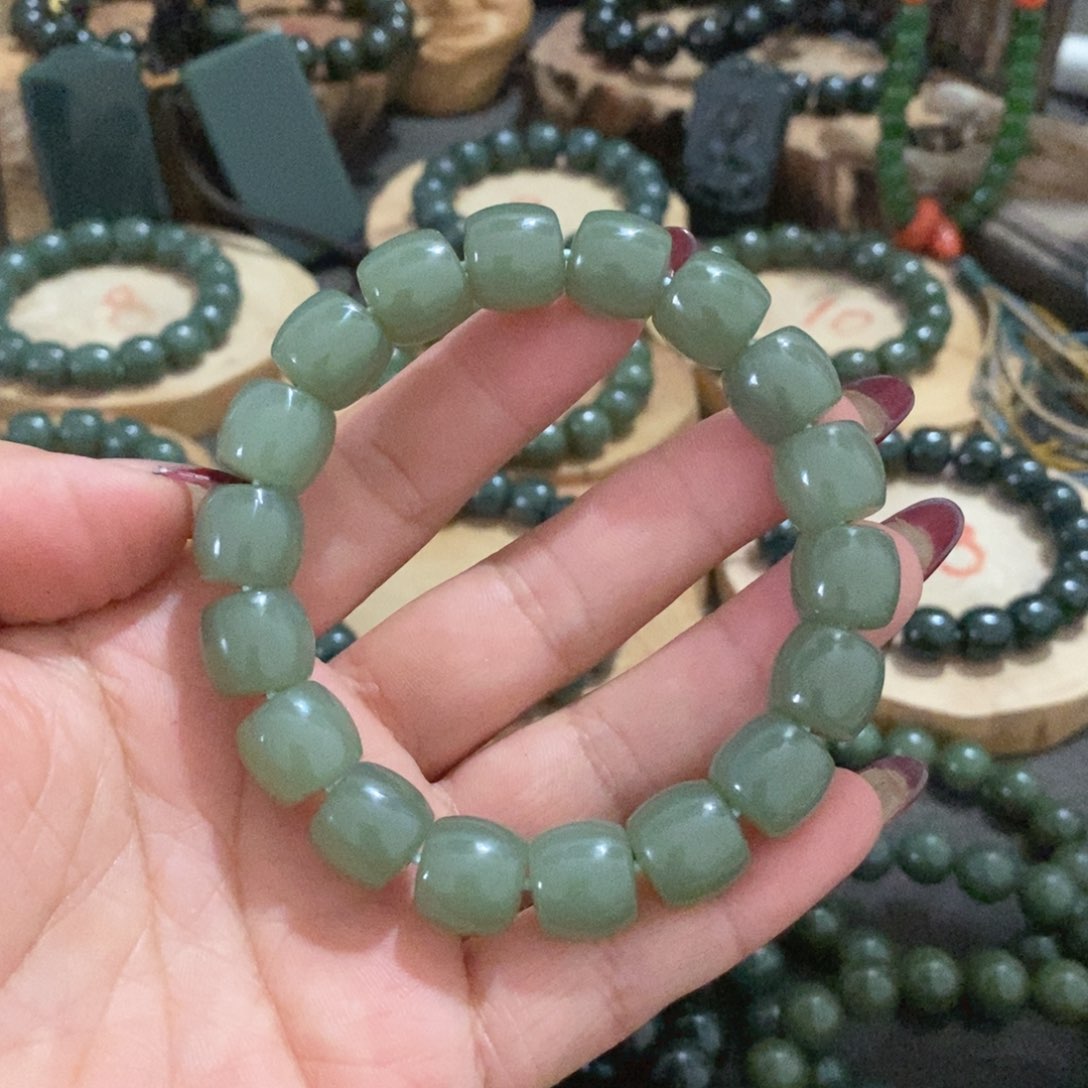 和田玉（青玉）手链未镶嵌