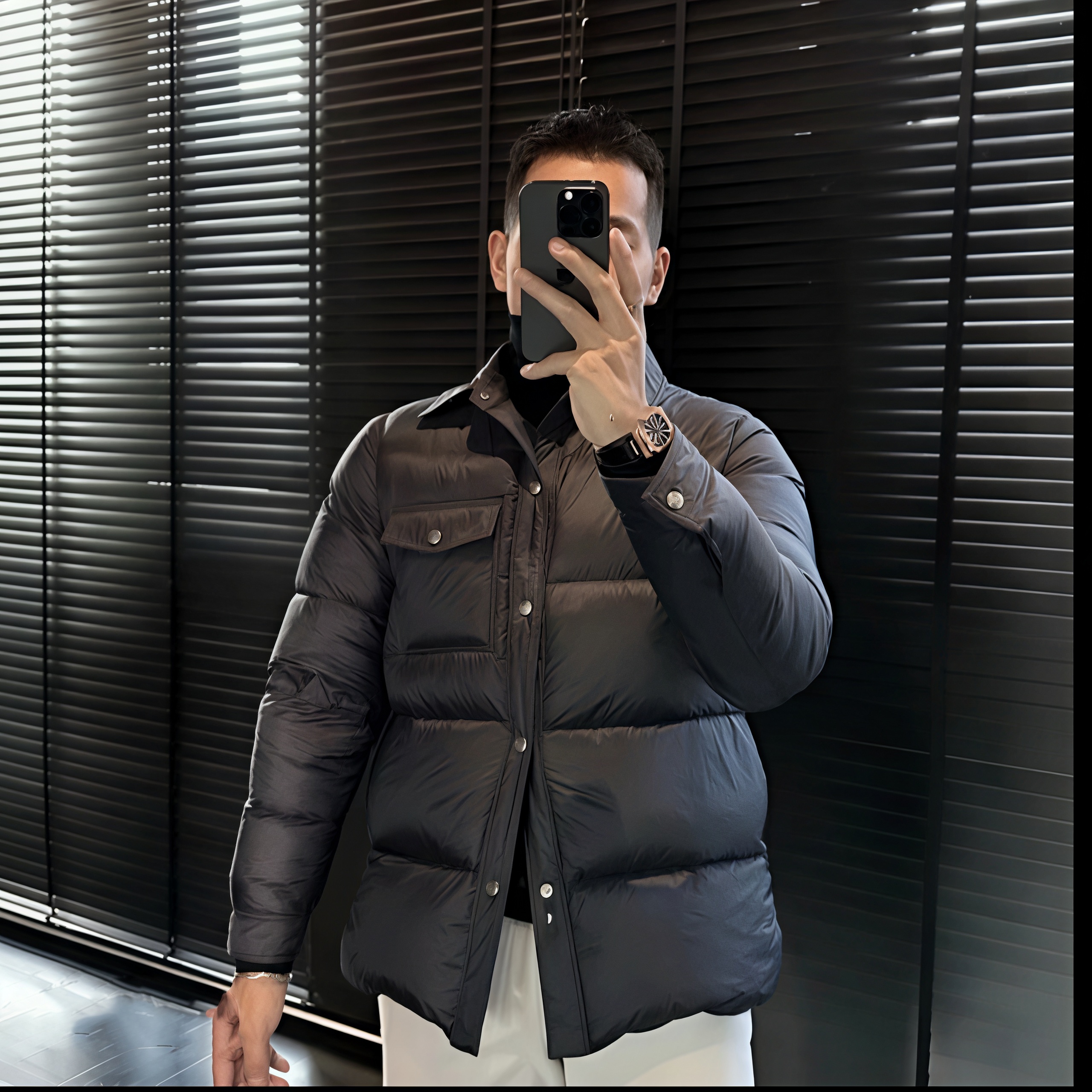 2025冬季新款潮流翻领保暖加厚棉服男士时尚轻奢高级痞帅潮流外套