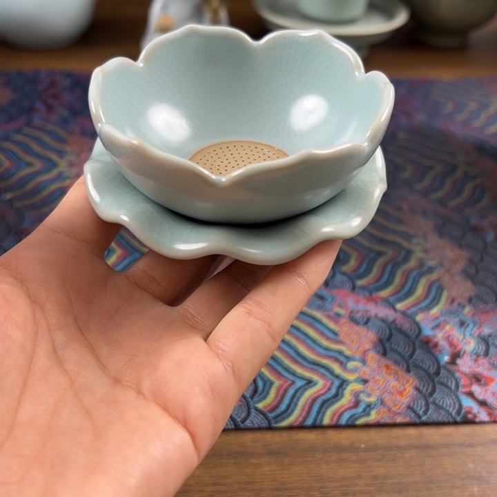 瓷壶仿古釉釉水莲花茶漏精品