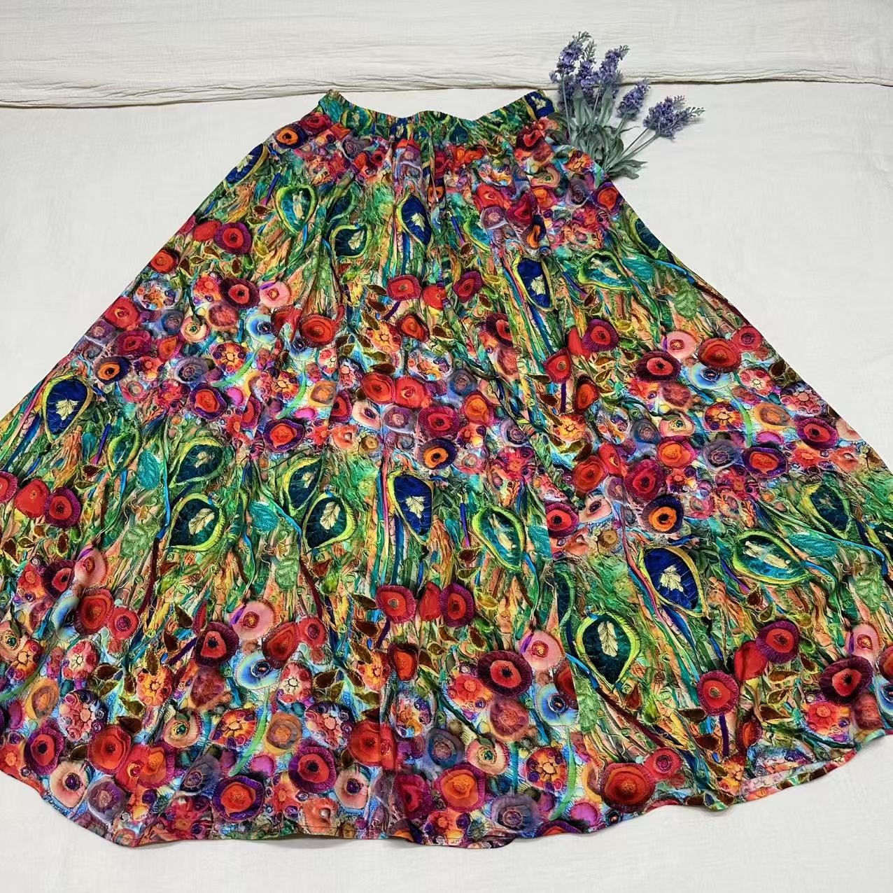 原创文艺减龄显瘦半裙 侧兜