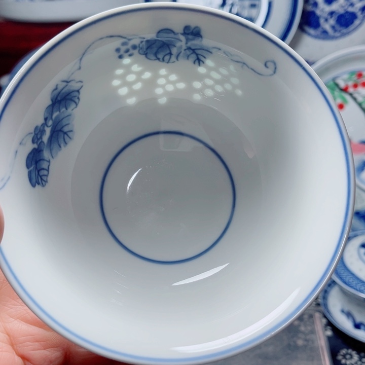 青花玲珑5寸饭碗葡萄