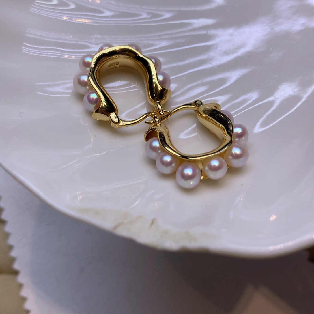 银S925镶嵌耳饰海水珍珠