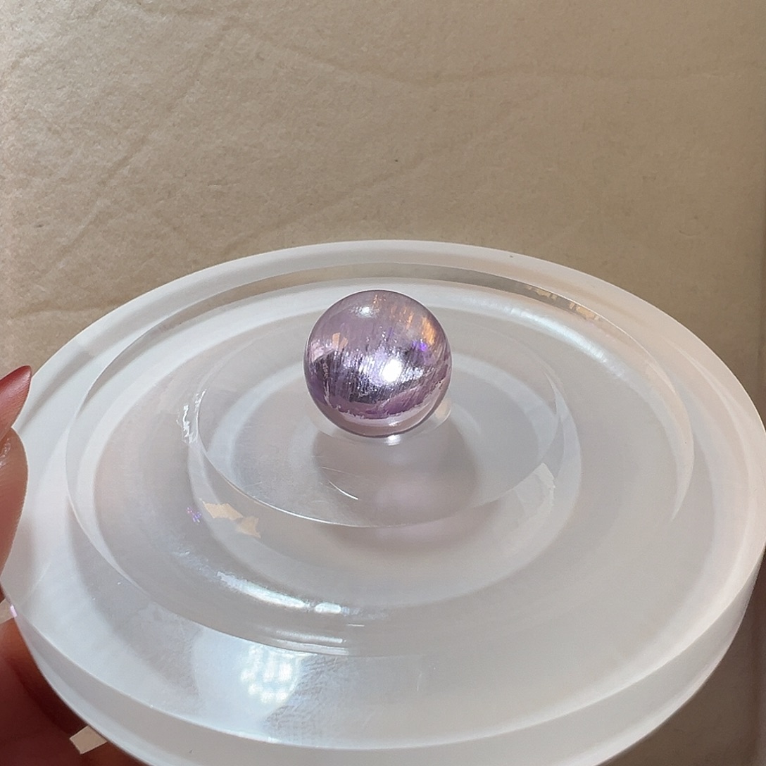 未镶嵌锂辉石单珠21.3咪冰透拉丝猫眼蓝紫锂辉单珠收藏级