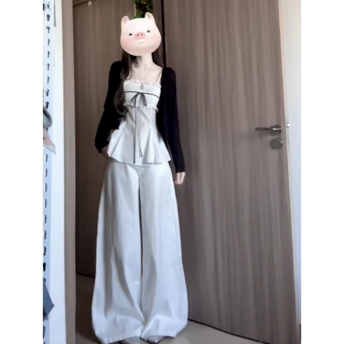 显瘦气质时尚洋气高腰休闲复古小众宽松网红套装女2025春季韩系辣