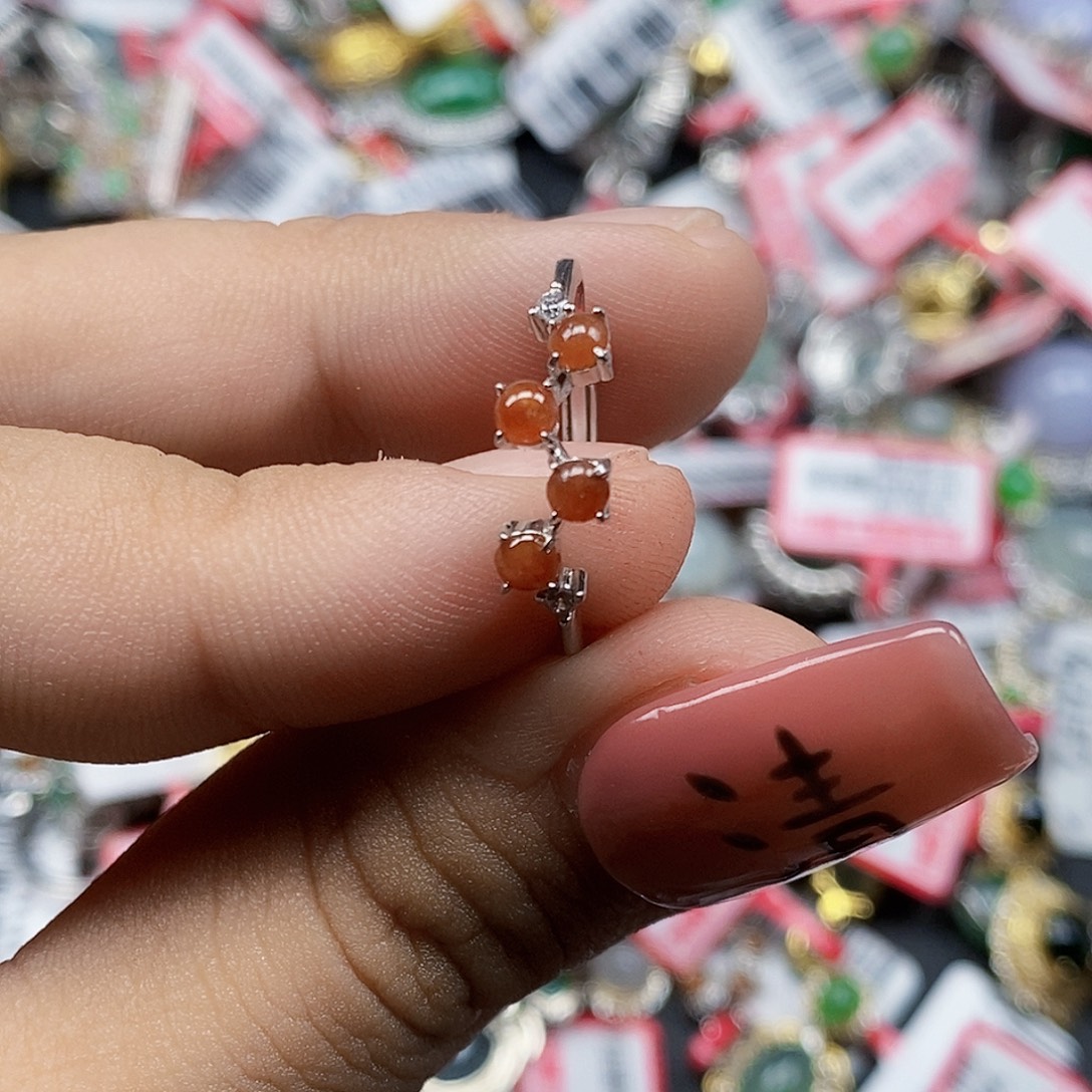 翡翠银S925镶嵌戒指天然A货缅甸翡翠