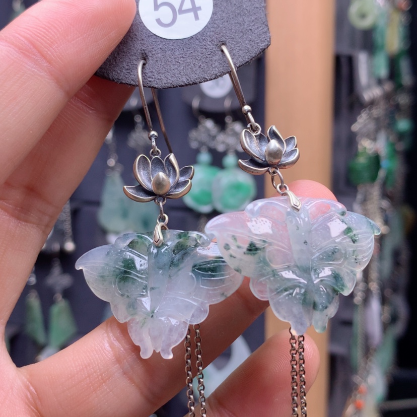 【闪购商品】翡翠银S925镶嵌耳饰素*?满意