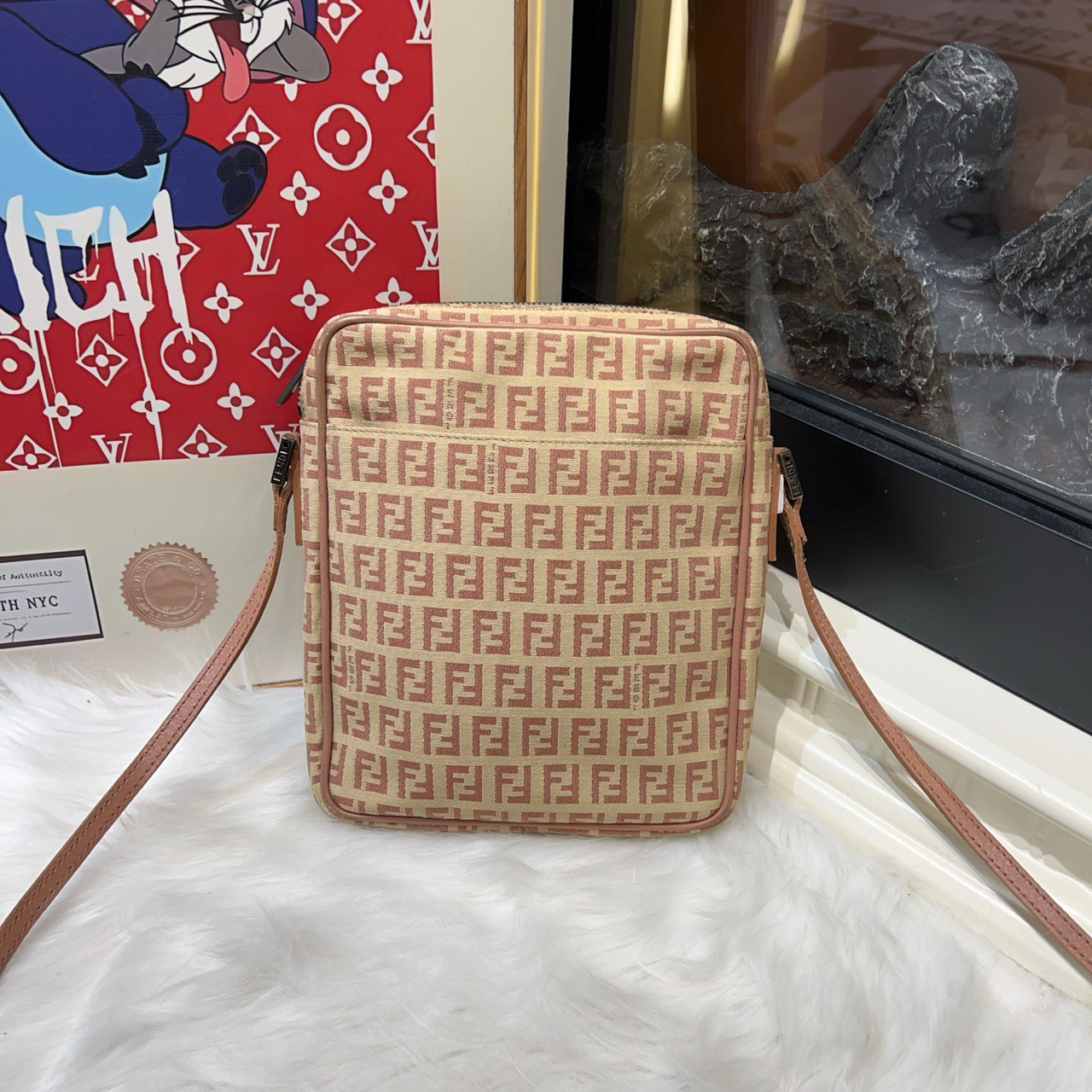 95新 FENDI/芬迪 芬迪fendi老花斜挎包a6168