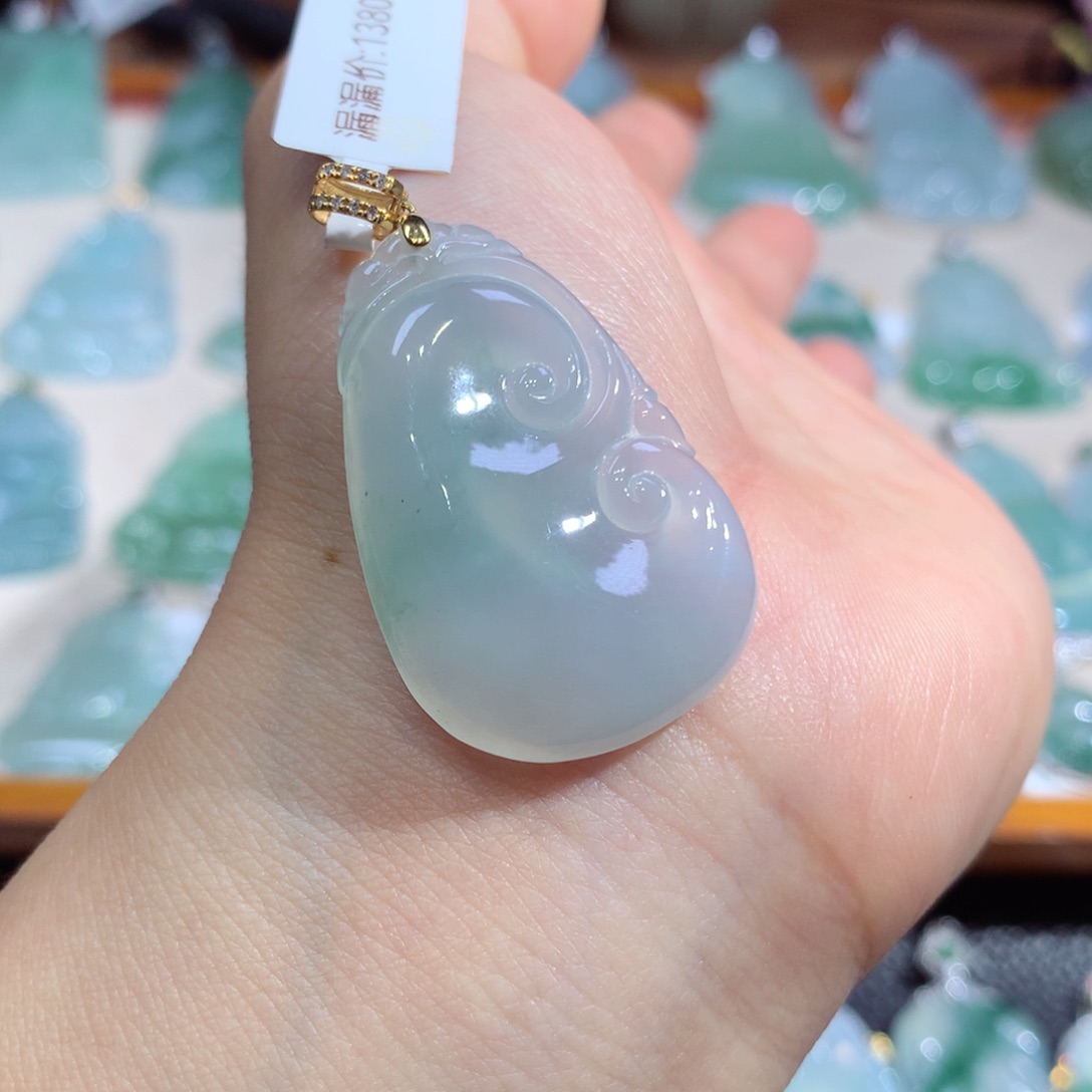 翡翠18K金镶嵌吊坠(不含链)