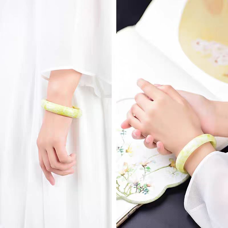 天然玉石 陕西天然蓝田玉 青提奶盖玉石手镯