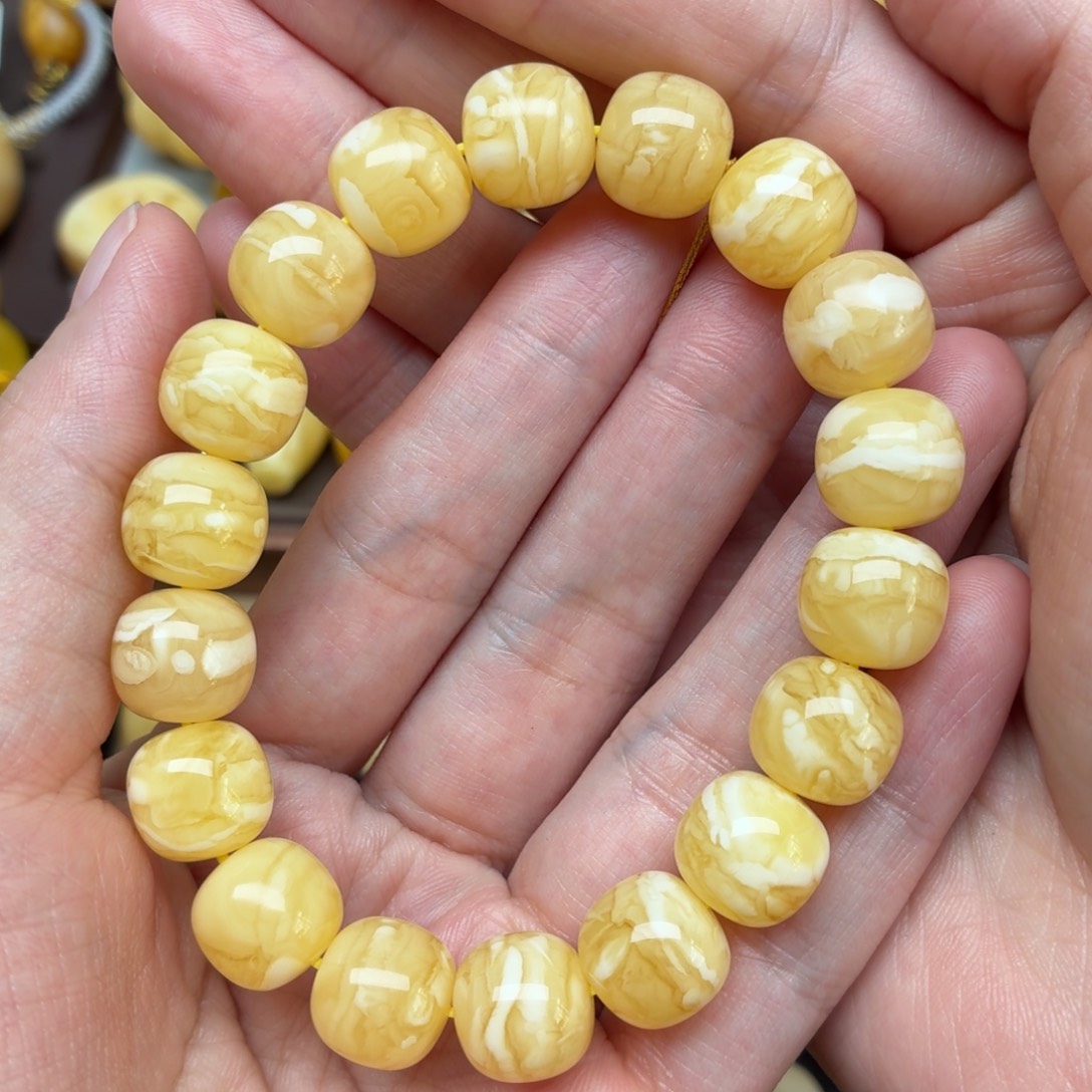 随***蜜蜡未镶嵌裸石蜜蜡12*11虎皮精工老型同料串