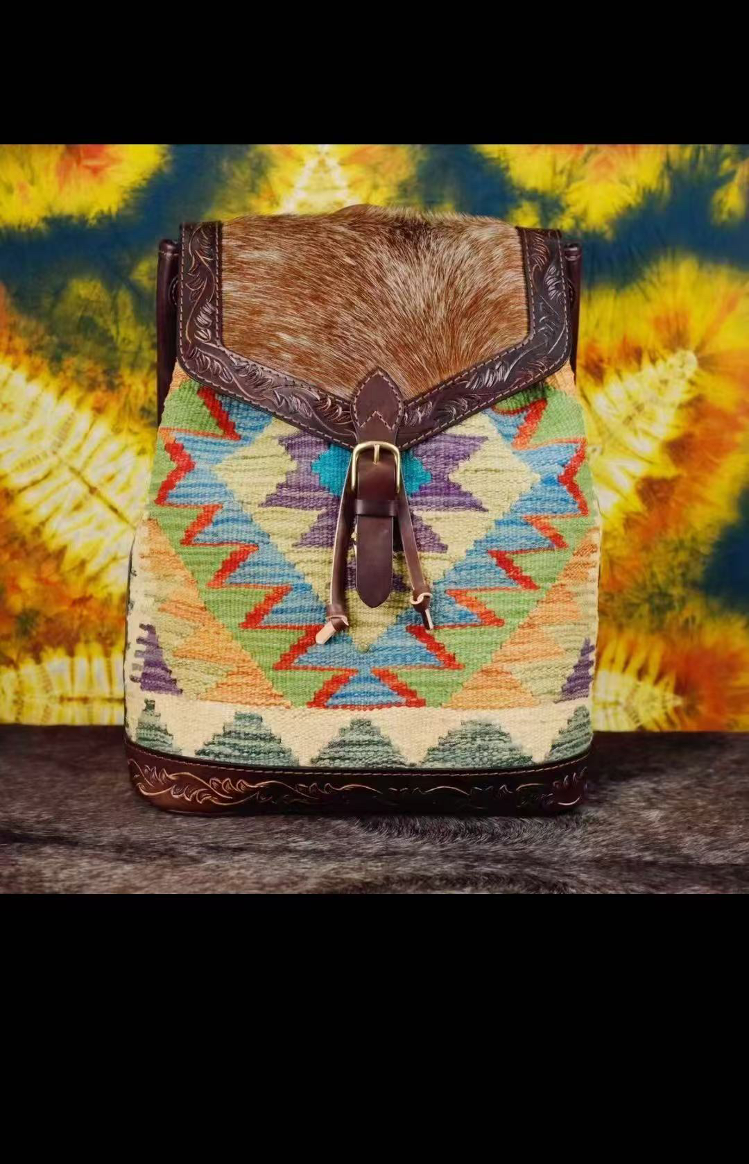 【楼兰双肩包】皮雕工艺