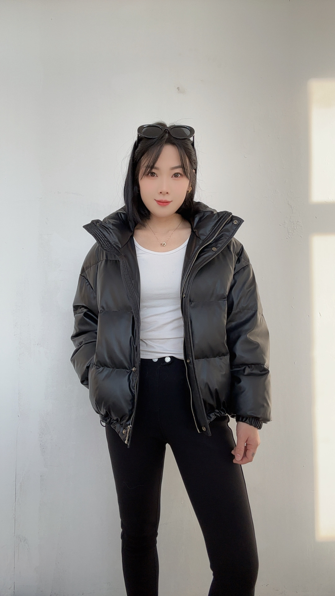 冬季真皮加厚羽绒服简约时尚立领女装外套