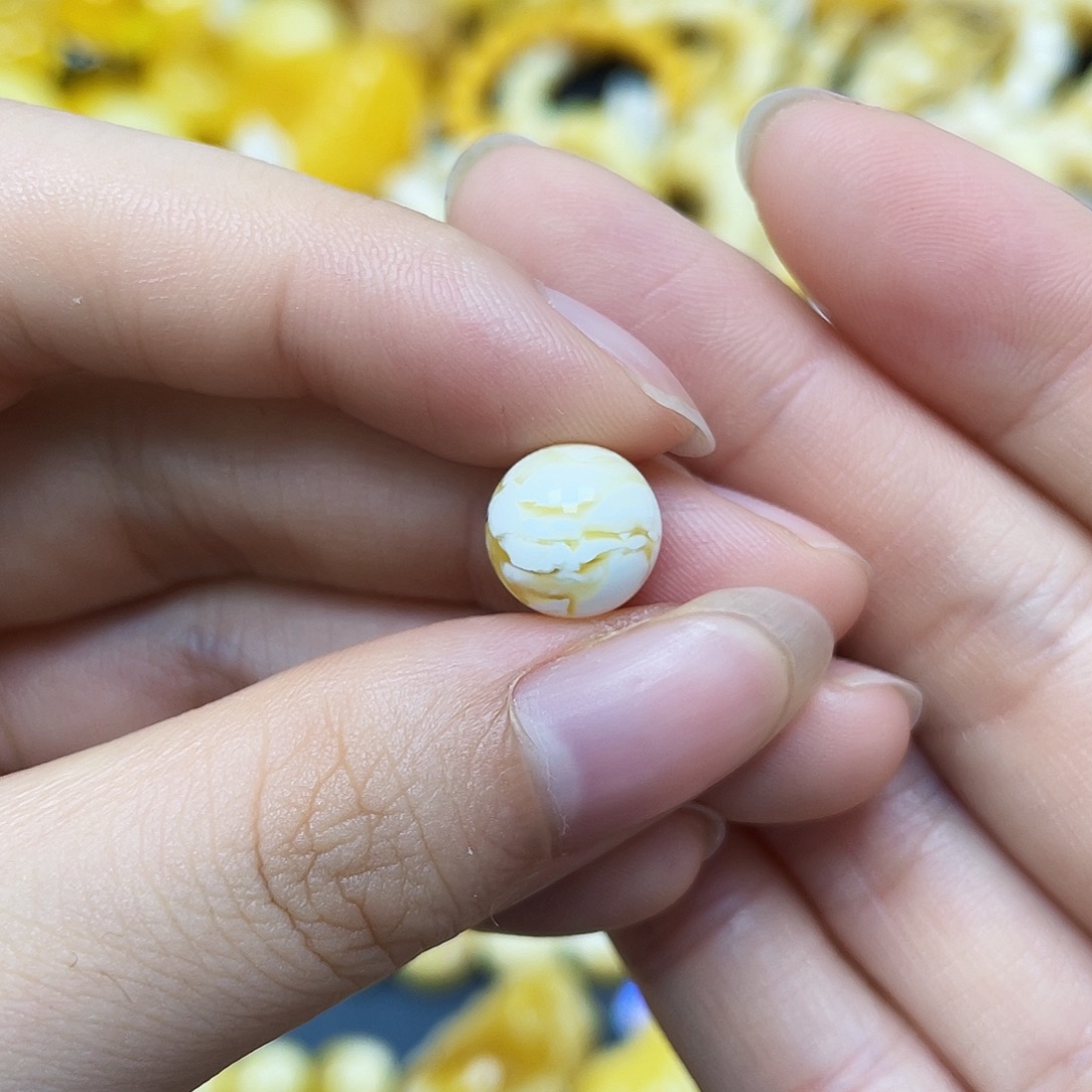 裸石蜜蜡未镶嵌圆珠9.9mm花粉（抛）