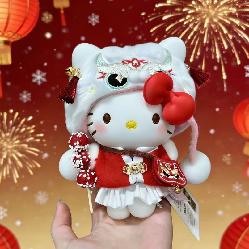 正版三丽欧醒狮新年款Kitty书包挂件背包包kt钥匙扣礼物毛绒玩具