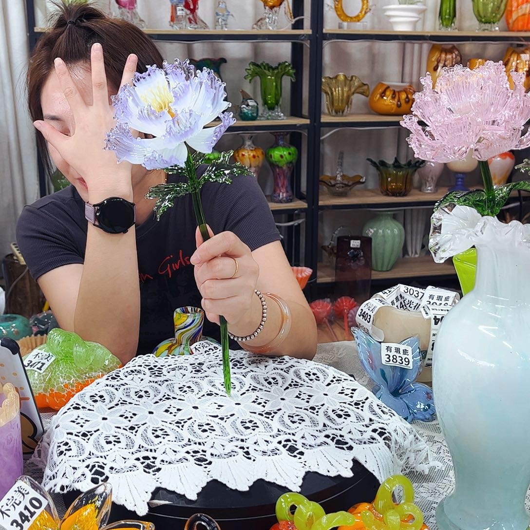 渐变牡丹 家悦琉璃工艺品