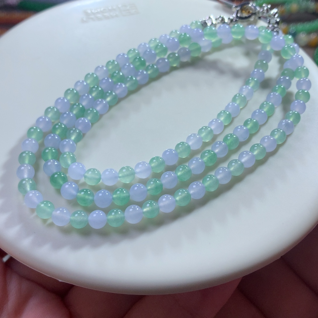 翡翠未镶嵌手链翡翠冰胶底双色多宝卡4.20+