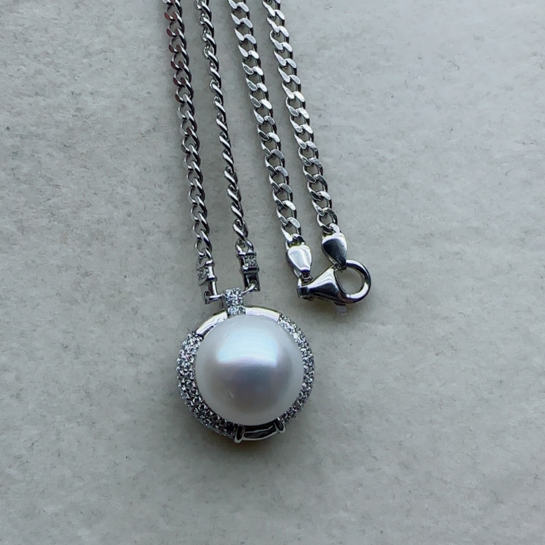 银S925镶嵌套链115海水珍珠