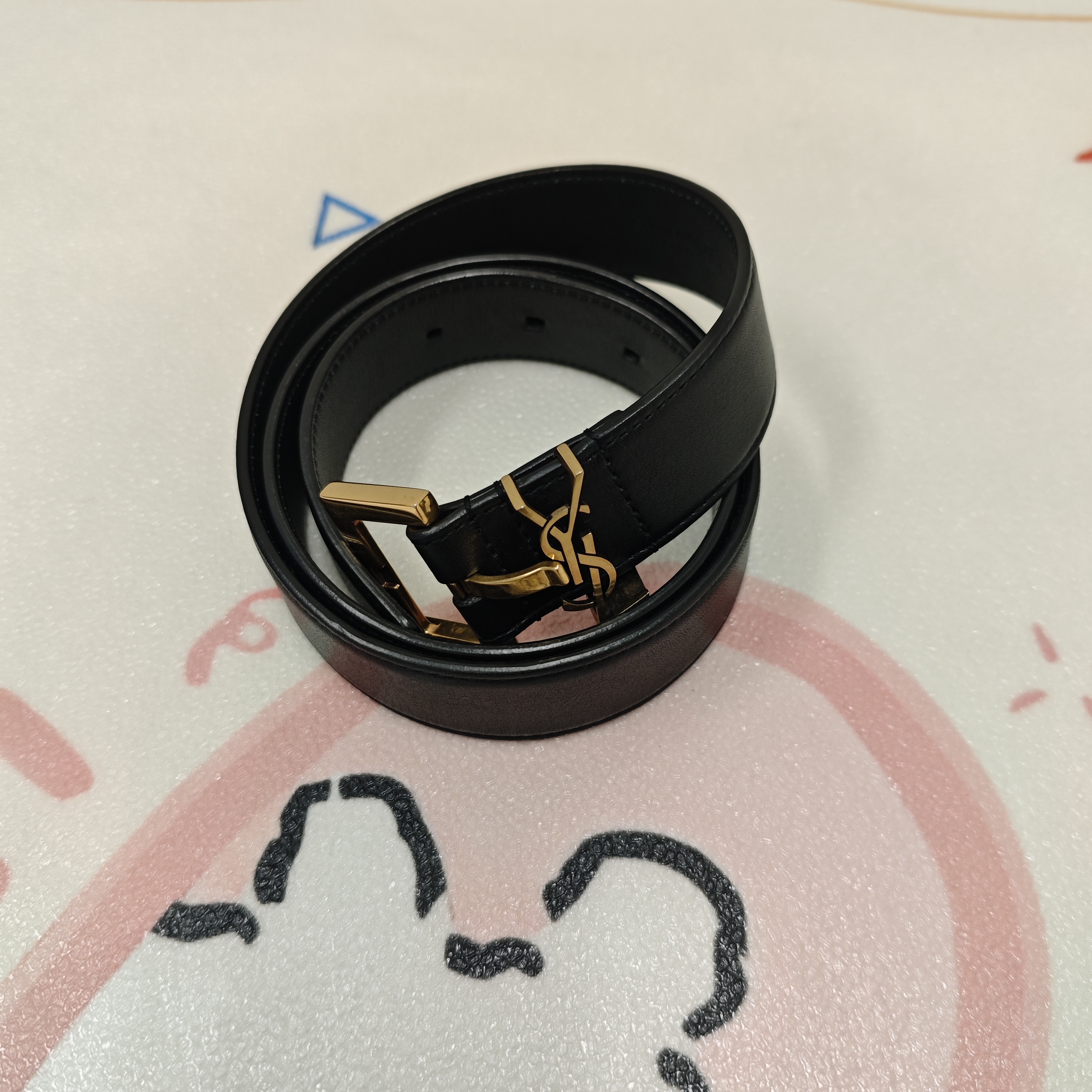 95新 YSL/圣罗兰 麦殿/牛皮腰带75cm黑色/250809LLL9K02